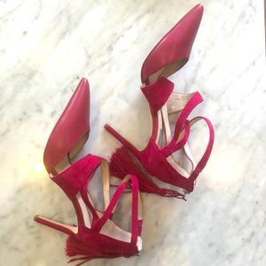 Louise et Cie pink leather suede pumps with tassel